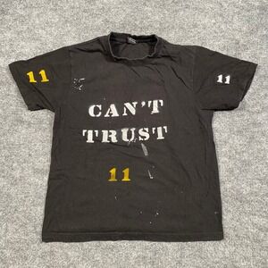 AJ Cant Trust Thots 11 Graphic T-Shirt Mens Small Black Distressed Streetwear